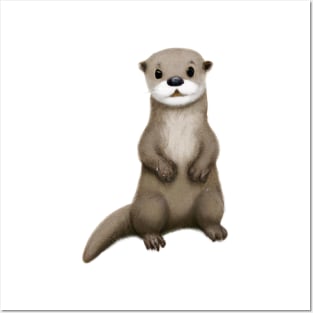 Cute Otter Drawing Posters and Art